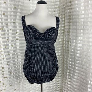 Lane Bryant Black White Polka Dot One Piece